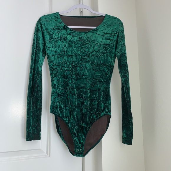 Vintage 90s beautiful crushed velvet bodysuit S - Picture 3 of 3